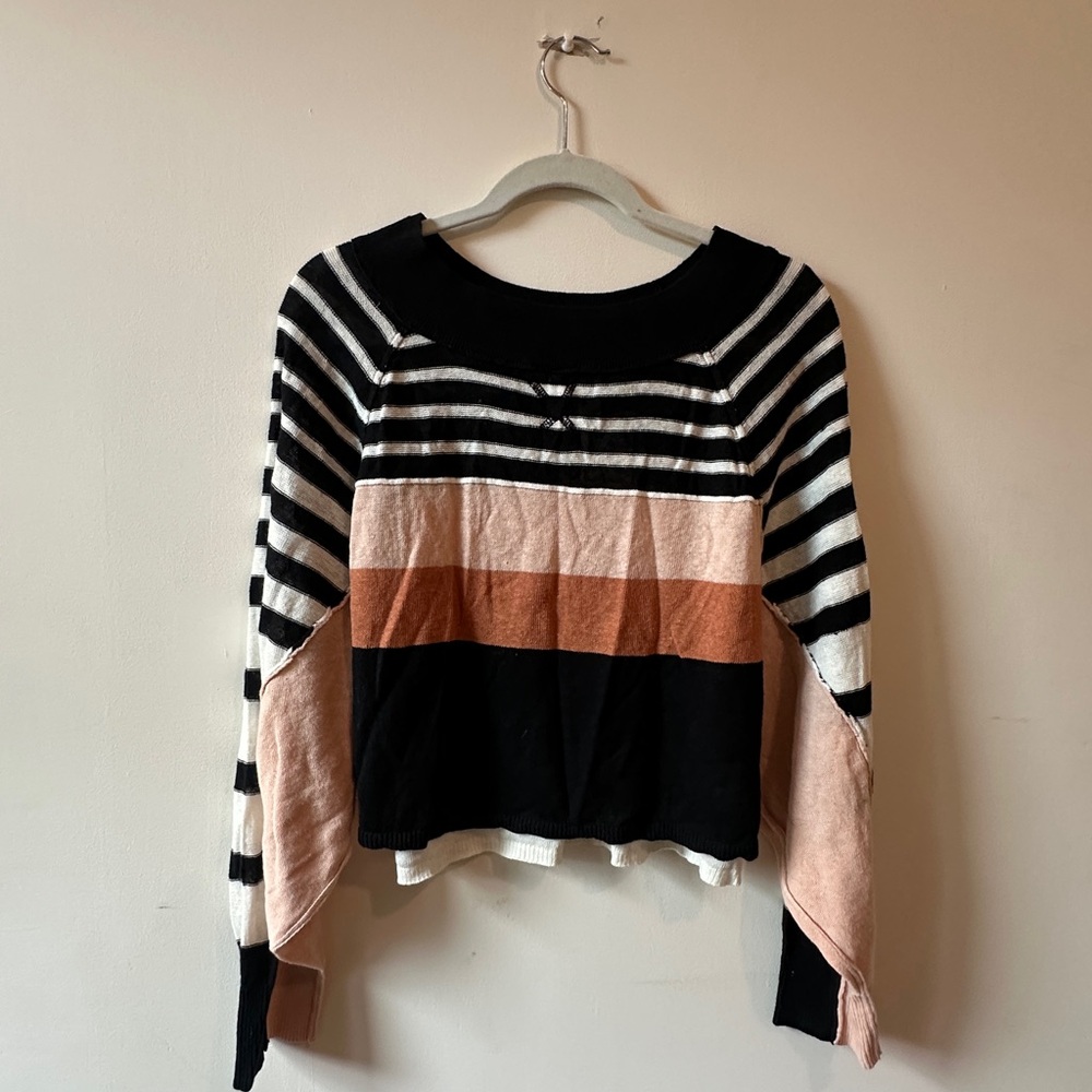 Free People Cropped Striped Sweater